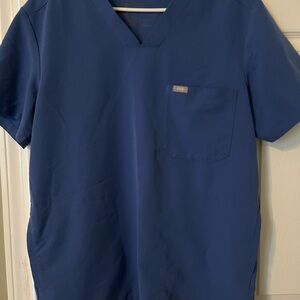 Figs Blue V-Neck Short Sleeve Shirt